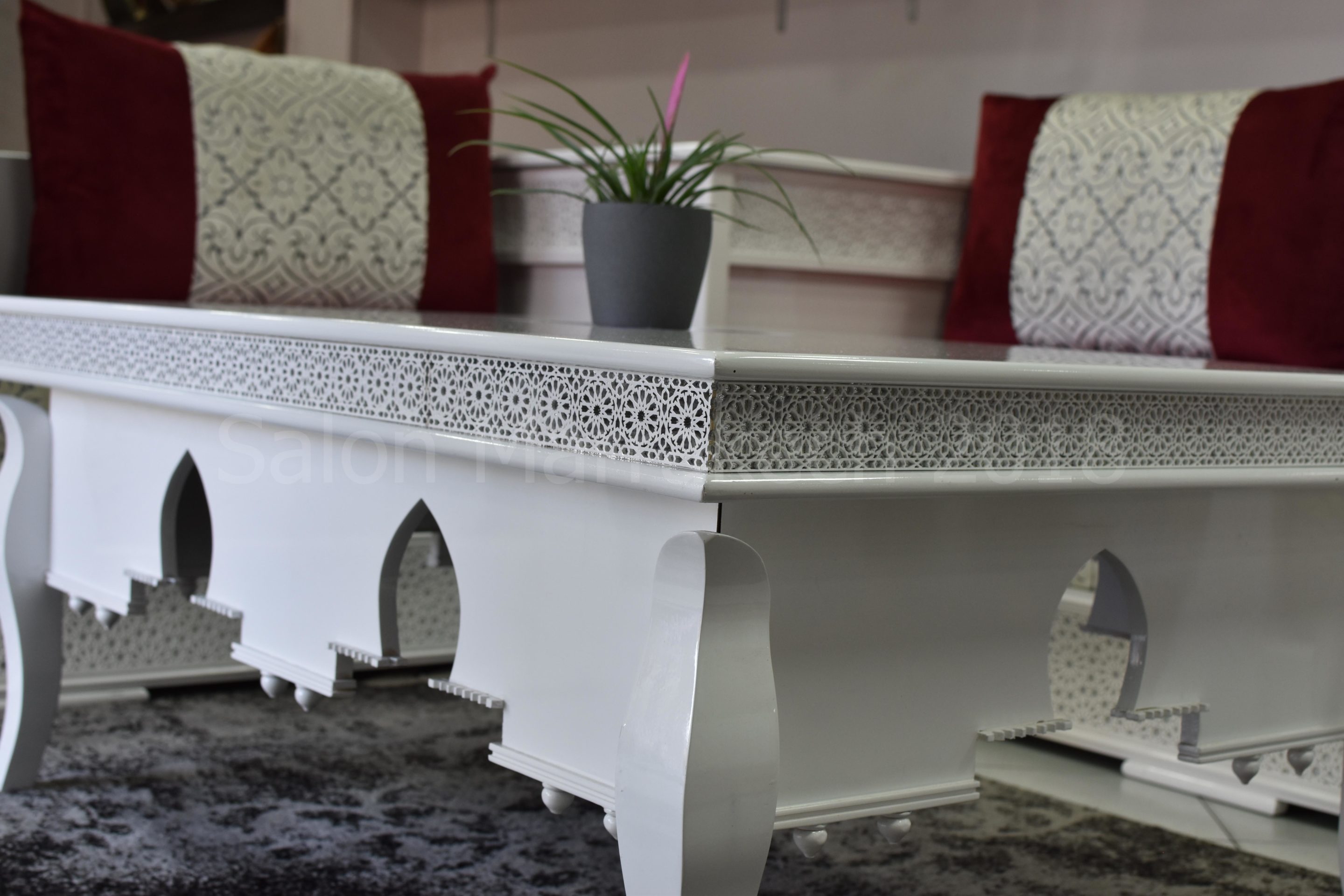 Salon marocain blanc: vente salon oriental blanc et noir pas cher