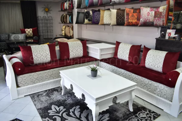 salon marocain Saphir blanc – Image 3